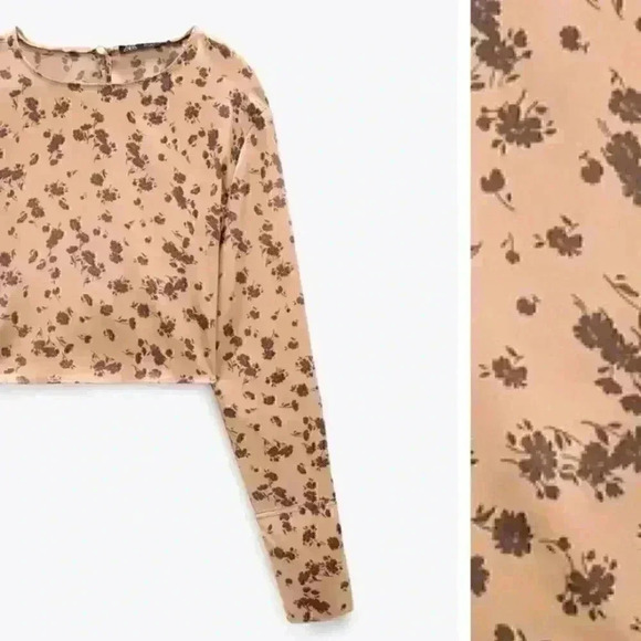 ZARA Flower Print Skirt and Cropped Top Set - Picture 16 of 16